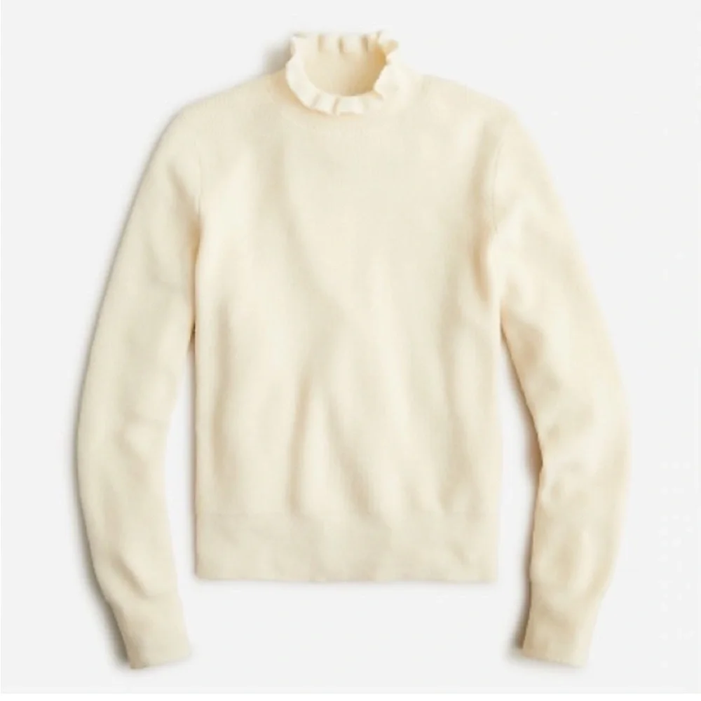 J. Crew Ruffleneck merino wool blend‎ sweater Sz XS ivory cream